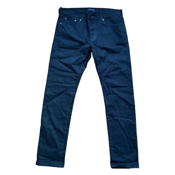 Uniqlo Jeans UQ Mens Jeans 34x34 Black Slim Straight Denim Low Rise Japanese
