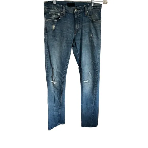 Uniqlo Mens Slim Straight Distressed Denim Jeans
