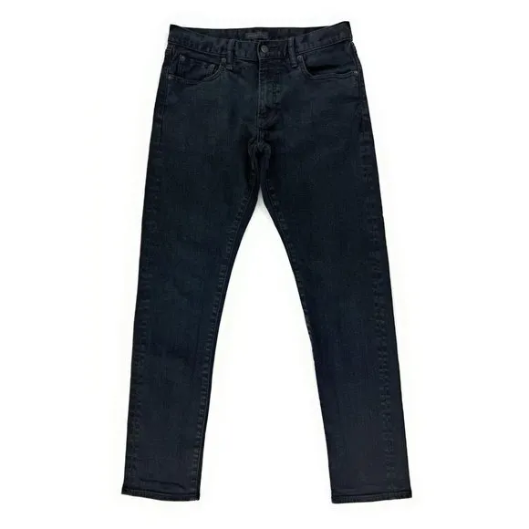 UNIQLO Slim Fit Straight Leg Jeans Mens 31x32 Selvedge Denim Black Wash