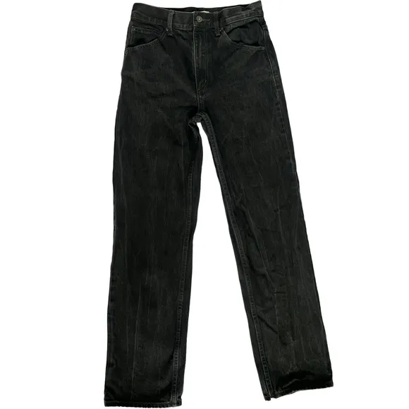Uniqlo Men's High Rise Straight Leg 100% Cotton Denim Jeans Black 25