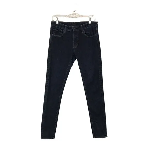 Uniqlo Dark Wash Blue Denim Cotton Blend Skinny Tapered Jeans Men's Size 32 x 34