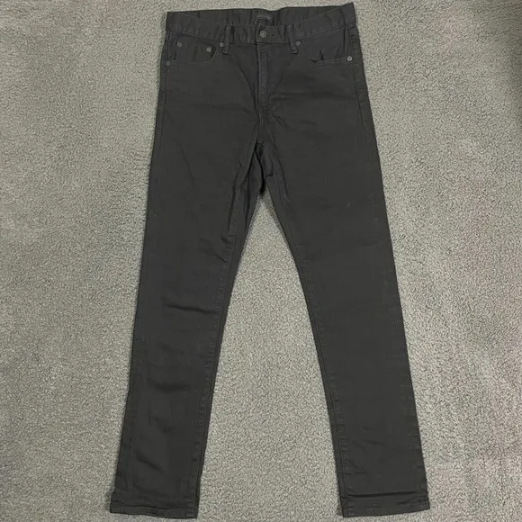 Uniqlo Jeans Mens 32 Black Denim Pants Slim Straight Casual Selvedge 32x31