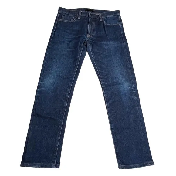 Uniqlo Mens Kaihara Selvedge Jeans Slim Straight Low Rise Dark Wash W32 I27