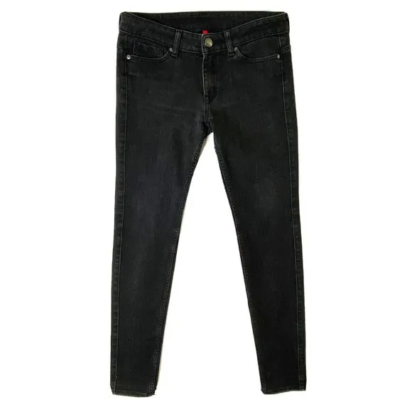 Uniqlo Jeans Skinny Fit Tapered Jeans Womens 27 Middle Rise Black Denim 32 x 31