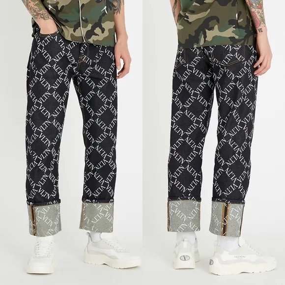 Valentino VLTN Printed Graphic Wide Leg Jeans