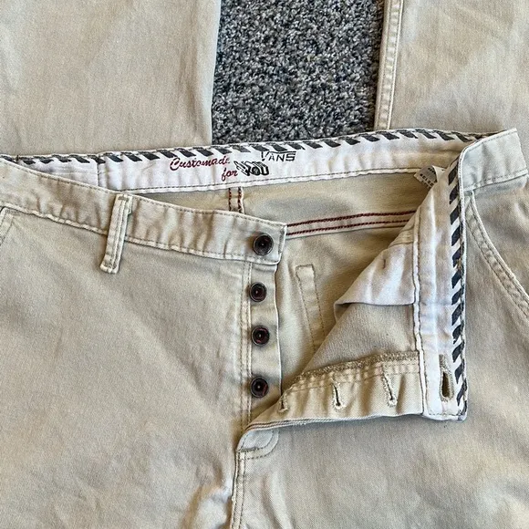 Customize for you Vans Denim button fly jeans. Tan size 36.