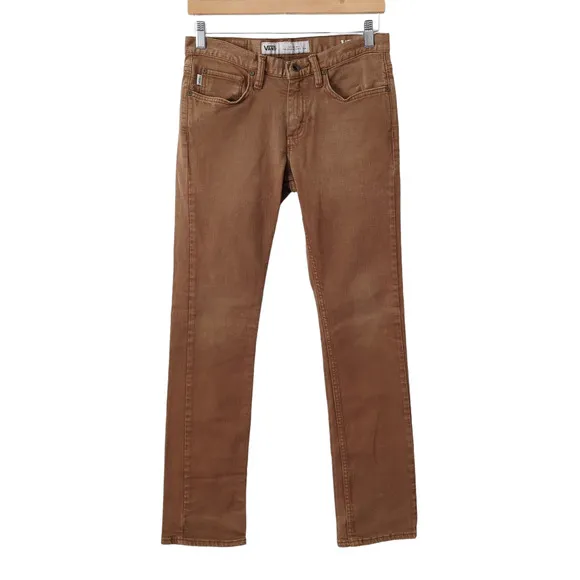 VANS Mens Skinny Colored Denim Jeans 28x30 Brown Neutral Skate Pants Stretch V76