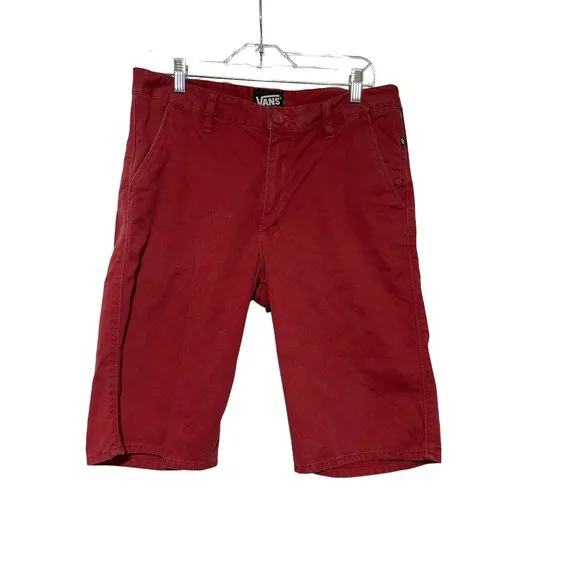 Vans Men's Relaxed Fit Bermuda Straight Leg Shorts Red Size 30