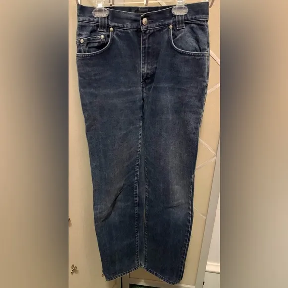 Size 28 Versace Classic V2 Medusa Crystal rock&silver botton Blue straight Jeans