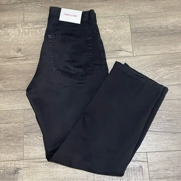 VERSACE CLASSIC DENIM JEANS PANTS MADE IN ITALY BLACK 100% Cotton SIZE US 32