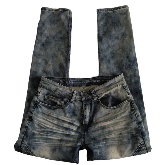 Versace 1969 Italia Abbigliamento Sportivo SRL W30 L32 Dusty Tie Dye Blue Jeans