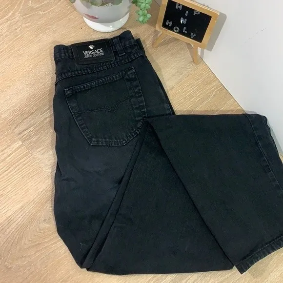 Versace Medusa Vintage Relaxed Fit Jeans Black Size 30