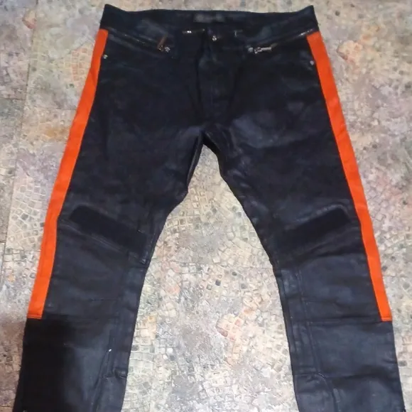 Versace black jeans orange stripe 36x31