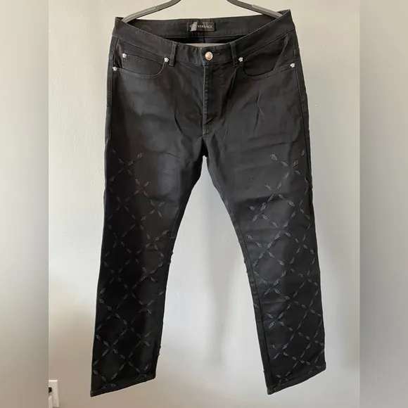 Versace Quilted Distressed Denim