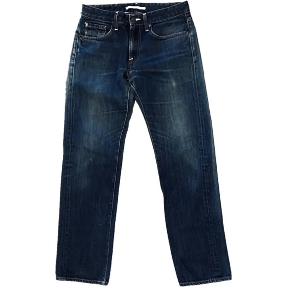 Vince Men's Indigo Light Distress Straight Leg 31