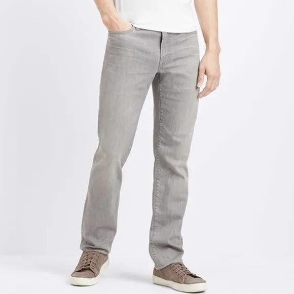 Vince Light Gray Slim Straight Leg Jeans With 4-Button Closure