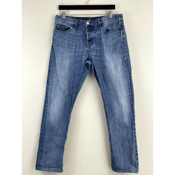 VINCE Rhodes Slim Straight Lt Roped Wash Men's Jeans Size Distressed W34