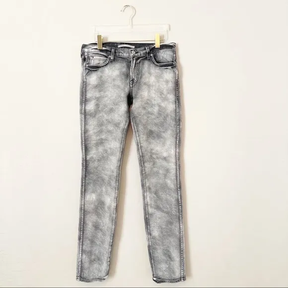Vince Men’s Straight Slim Jeans Gray Distressed Acid Wash 30