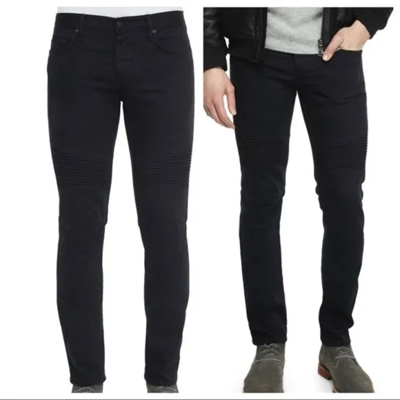 VINCE - BLACK WASHED PINTUCK MOTO JEANS 31