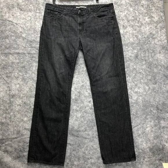 Vince Jeans Mens Size 38 Black Denim Distressed Straight 100% Cotton USA Made