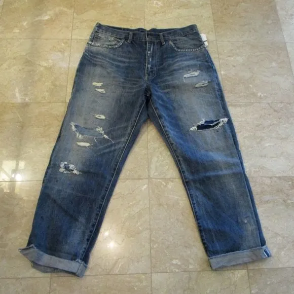 VISVIM JOURNEYMAN TACKED CRASH INDIGO MADE IN JAPAN SZ 3 / 34 US