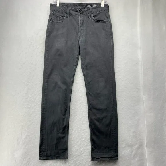 Volcom Jeans Men's Sz 29 Dark Gray Solver Modern Straight 5-Pocket Stretch Denim