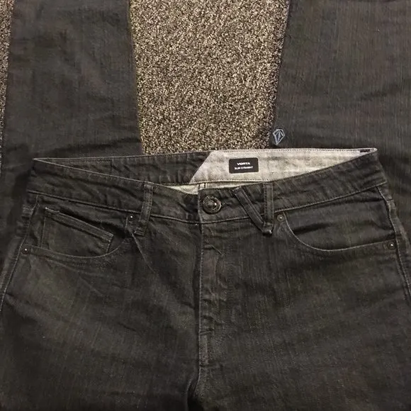 Vulcom Brand Jeans Vorta Slim Straight Black on Black 34X32