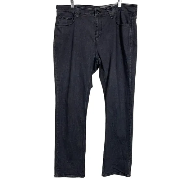 VOLCOM Solver Modern Fit Straight Jeans Grey Acid Wash Pants Mens Size 38