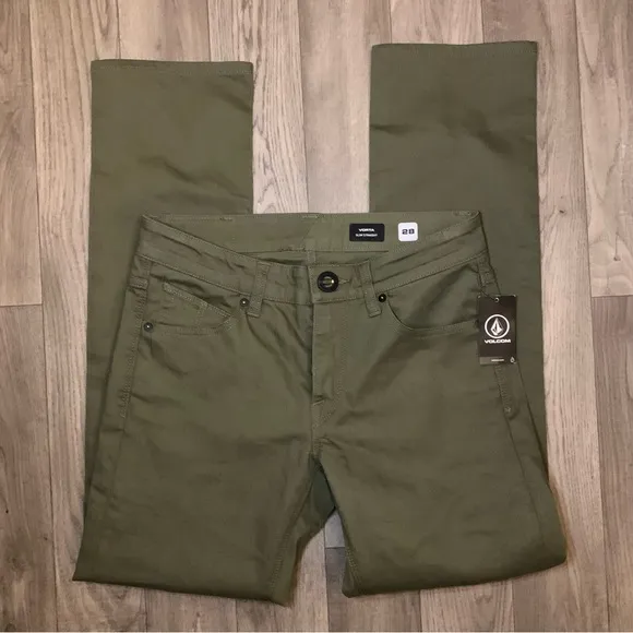 Volcom Jeans Men’s Size 28 Vorta Slim Straight Olive Green NWT