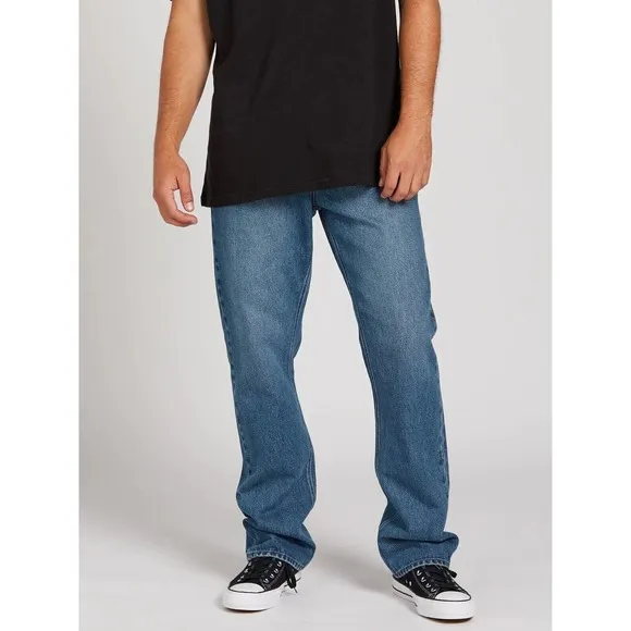 Volcom Size 28 Men's Kinkade Regular Straight Jeans Medium Wash Blue Denim