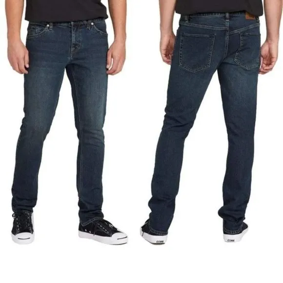 Volcom Jeans 2x4 Skinny Skater Medium Blue Wash Men's Size 28 Unisex