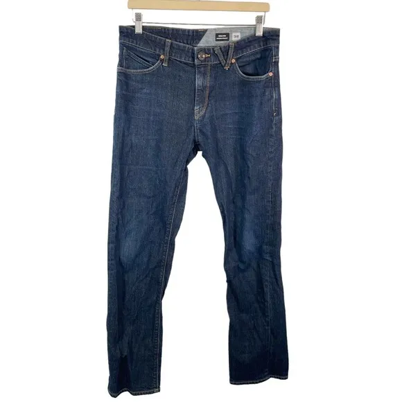 Volcom Mens 32x31 Solver Modern Straight Jeans Medium Wash Blue Denim