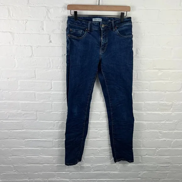 Warp + Weft Men's Ankle Skinny Denim Jeans Low Rise Solid Blue Size 29/32