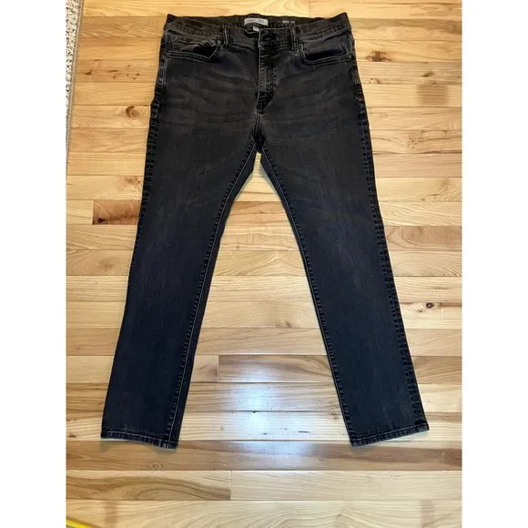 Warp + Weft Men's HND Tokyo Skinny Jean in Asphalt, Black 35 x 30