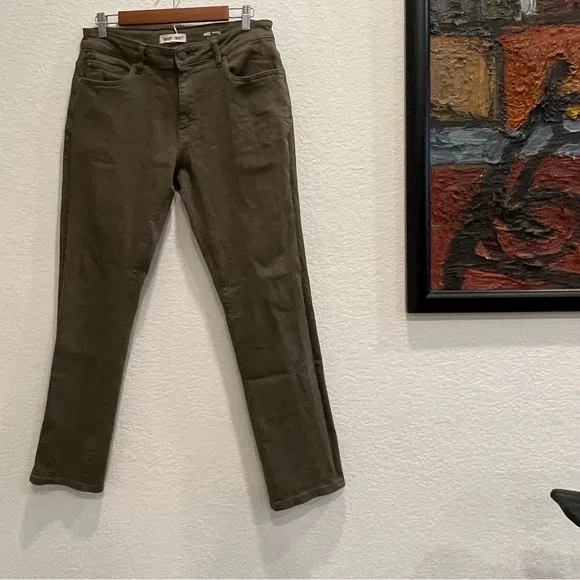 WARP + WEFT Men's Olive AMS Amsterdam Slim Straight Leg Stretch Fit Jeans Pants