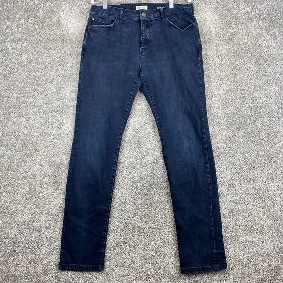 Warp + Weft HND Tokyo Skinny Denim Jean Men's Size 36X32 Navy Dark Wash 5-Pocket