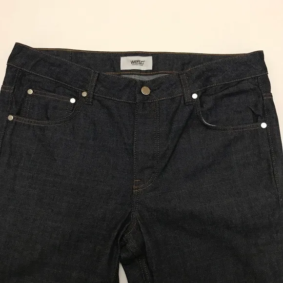 Great Used Condition Wesc High Rise Slim Straight Dark Wash Eddy Jeans 33 x 32