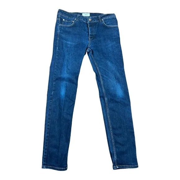 Wesc Mens Eddy Jeans 31x32 dark wash Slim Fit Button Fly