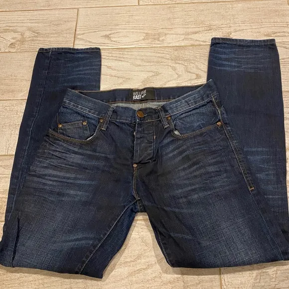 William Rast Taper Button Fly Dark Wash Jeans