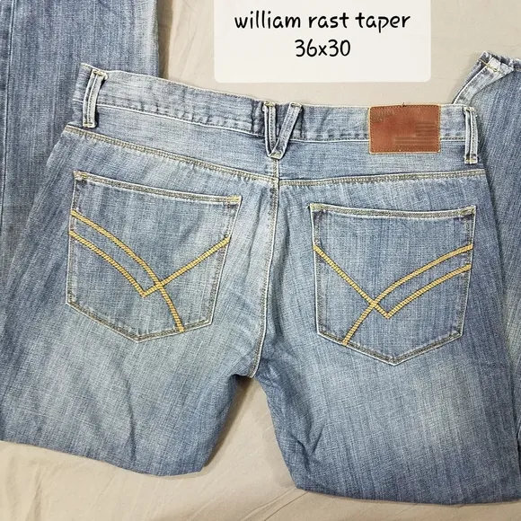 William rast jeans blue denim 36x30 taper button fly