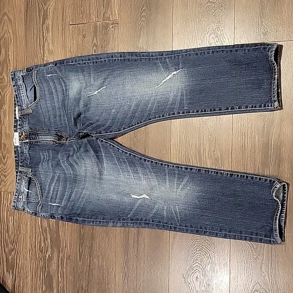 ❤️ WILLIAM RAST CROPPED MEMPHIS RELAXED TAPERED LEG DISTRESSED JEANS, 38