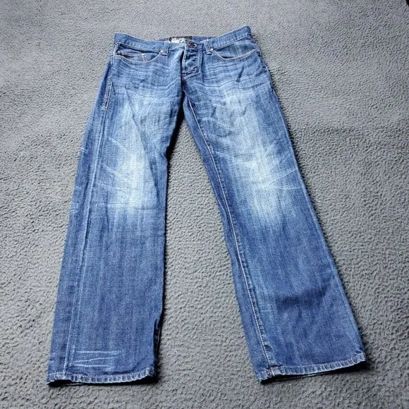 William Rast Button Fly Straight Jeans Blue Cotton Pants Denim Mens Size 31 x29