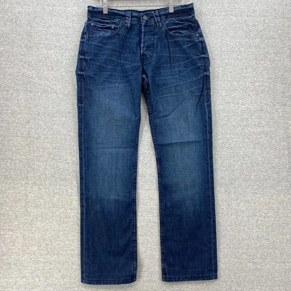 William Rast Blue Denim Jake Straight With Fit Medium Wash Cotton Jeans Mens 30