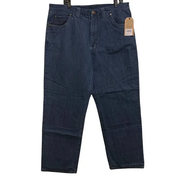 Woolrich NWT Men's Flannel Lined Dark Wash Denim Straight Leg Jeans 38X30
          
      NWT