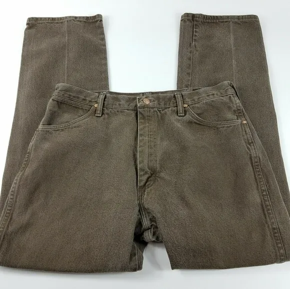 Vintage Wrangler Mens 36x32 Black Logo Zip Jeans