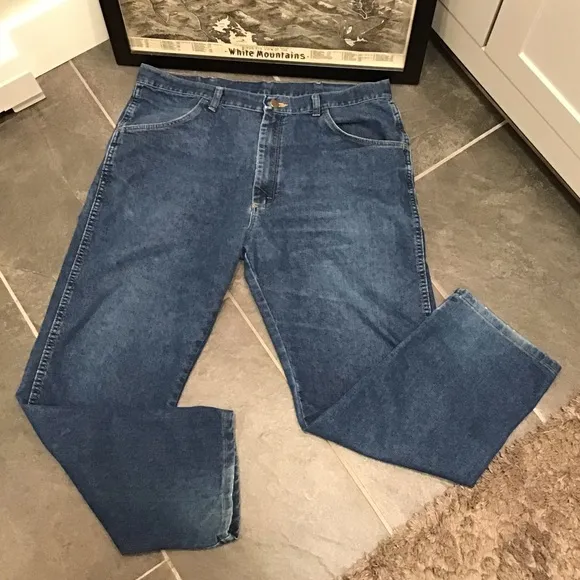 Wrangler Regular Fit Straight Leg Jeans Dark Wash SZ 38x29