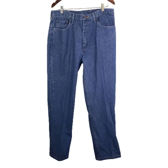 WRANGLER Men's 36 Blue Regular Fit 36x34 Straight Leg Jeans EUC