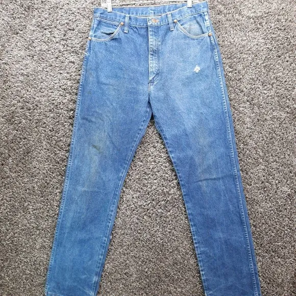 Vintage Wrangler Jeans Men 35x3 Blue Cowboy Cut 100% Cotton Straight Pants