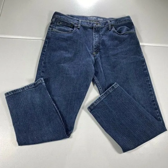 Wrangler Jeans Mens 36 x 29 Blue Pants Straight Western Denim Casual Workwear B1