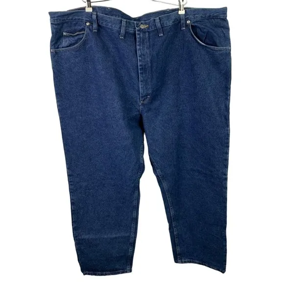 Mens Wrangler Five Star Relaxed Fit Jean Blue Denim 50x30 Straight Leg New
          
      NWT